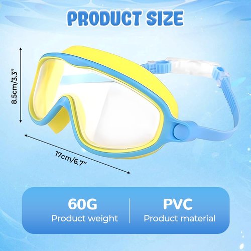 Children's Large Frame Waterproof and Anti Fog Swimming Goggles, 2025 Summer Wide View Swimming Goggles for Kids Boys Girls (Blue, One Size)