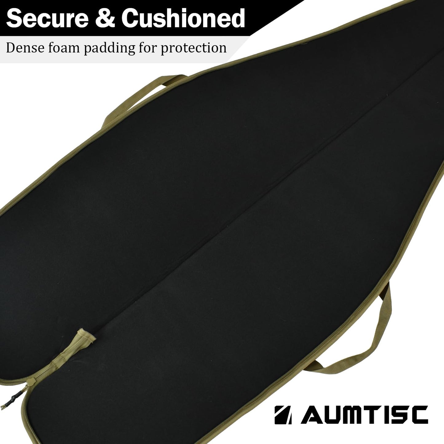 AUMTISC Soft Rifle Case 41/45/49 Padded Shotgun Gun Bag for Storage Scoped Rifles with Zippered Pocket, Detachable Shoulder Sling (Khaki-48-Fits Item Up To 45")