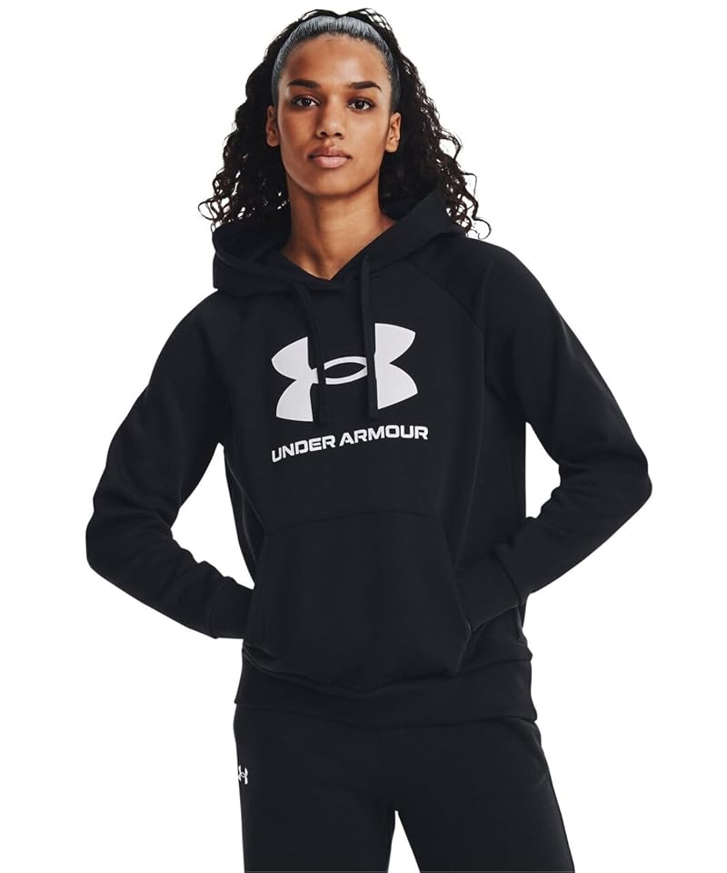 Under Armour Rival Fleece Hoodie for Women - Black / White, Large