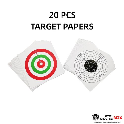 Atflbox BB Trap Target with 20pcs Paper Targets and Resetting Metal Shooting Target for Airsoft Pellet Gun Rifle BB Gun