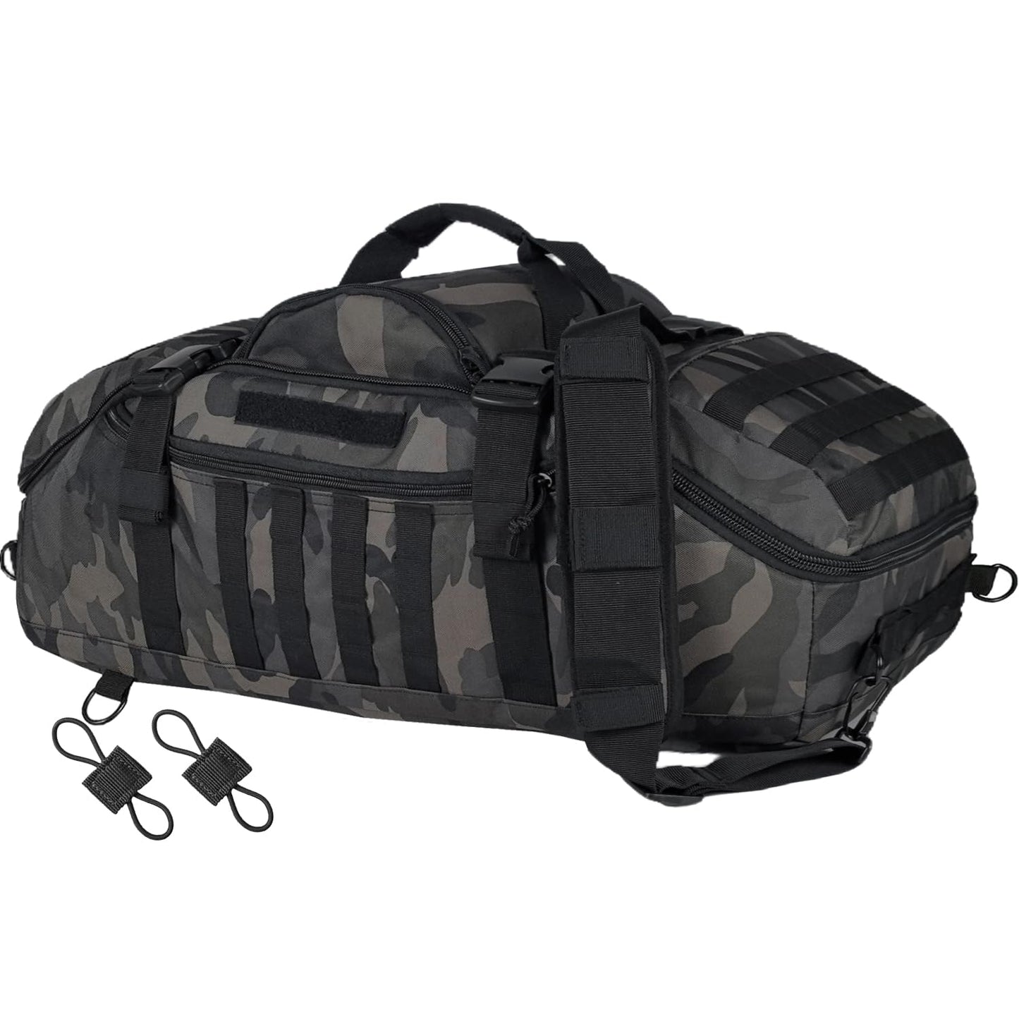 EASY BW 55L Large Travel Gym Duffle Bag Military Tactical Backpack, Army Pack 3 Day Bug Out Bag Rucksack for Outdoor Sport Hiking Camping with Molle System, Black Camo