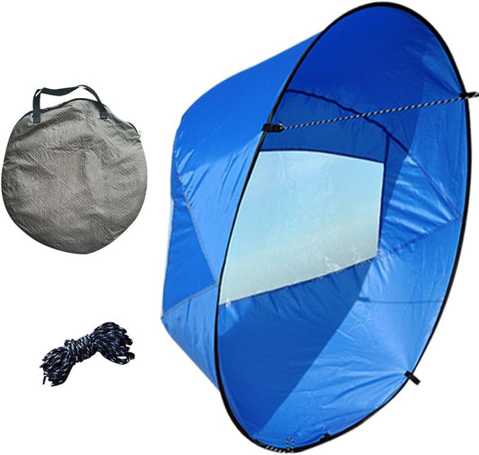 Kayak Wind Sail, Portable Foldable Durable Wind Sail with Transparent Window for Kayak Canoes (Green)