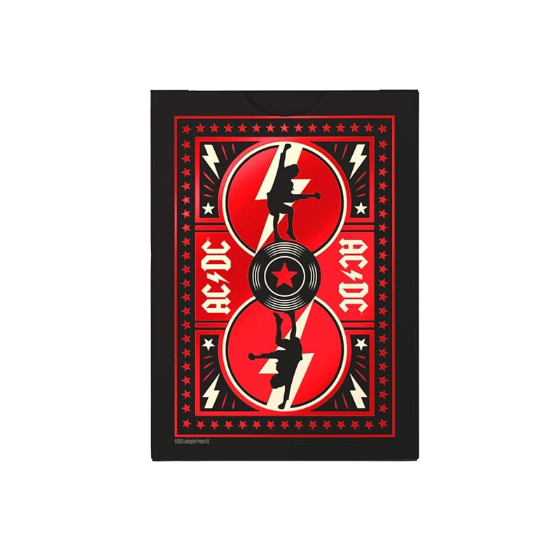 AC/DC Bicycle Playing Cards - Red/Black Deck with Angus Young Art & Lightning Back