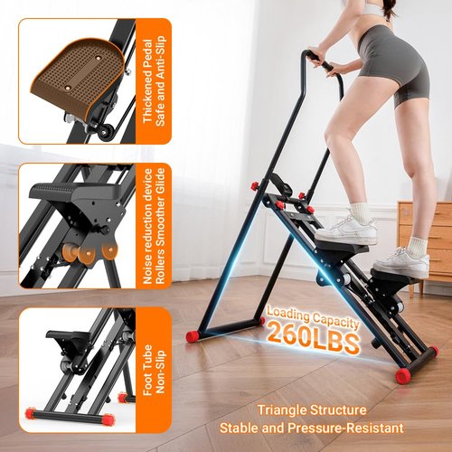 Swetafx Stair Stepper for Home Gym Exercise, New Version Vertical Climber Machine for Full-Body Workout,Resistance Three-Speed Adjustment, Compact Folding Cardio Exercise Climber