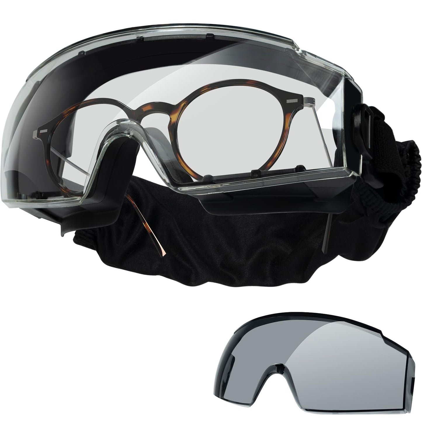 ONETIGRIS Tactical Goggles Over Glasses, Anti Fog Tactical Eyeglasses, Safety OTG Goggles Protection with Interchangeable Len