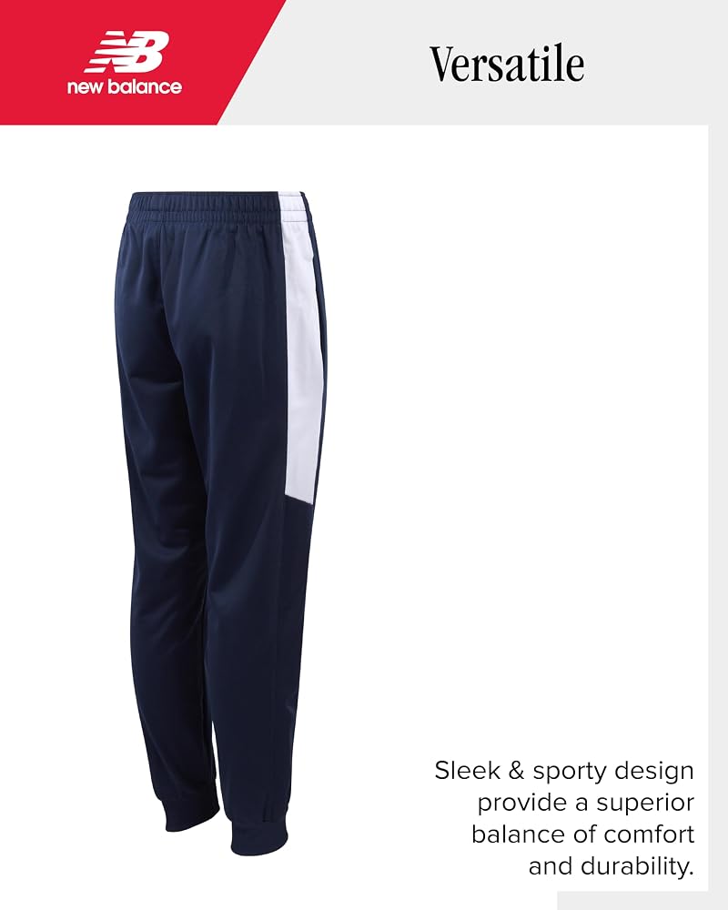 Dark Indigo 14-16 New Balance Boys Sweatpants – Performance Tricot Joggers with Zip Pockets