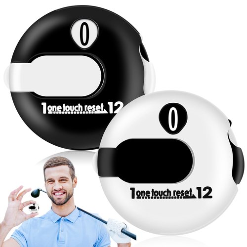 Weewooday 2 Pieces Golf Score Counter Golf Stroke Counter Golf Counter Clicker with One Touch Reset for Golf Game Scorekeeper Outdoor Activities Sport (Black, White)