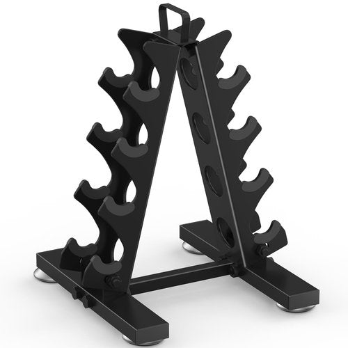 TomCare 4 Tier Dumbbell Rack Stand Only, Weight Rack for Dumbbell Set (5-15 LB) Home Gym Storage Rack for Weights Metal A-Frame Strength Training Dumbbell Racks with Handle (Dumbbells not Included)