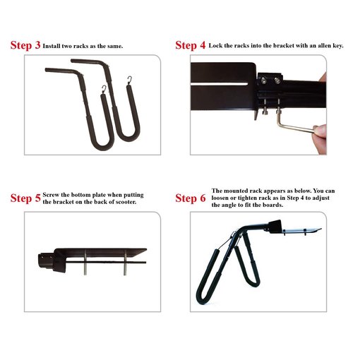 Onefeng Sports Surfboard Scooter Moped Bike Rack, Aluminum Lightweight Bicycle Surf Board Carrier for Sports Outdoors, Mount to Safely Carry Your Surfboard On Your Moped