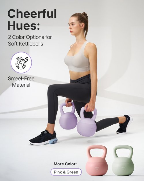 YOTTOY Soft Kettlebell,Kettlebell Anti-Slip Grip Weight for Home Workouts, Kettlebells Set Strength and Safety Guaranteed (Purple, 20 LB)