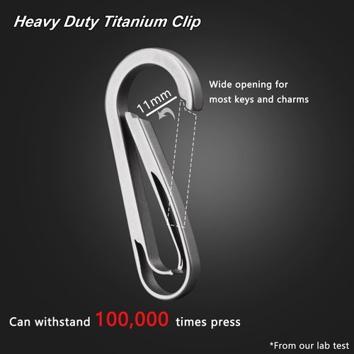 PJYTAC Carabiner Keychain Clip for Keys, 2 Inch Small Titanium Carabiner Heavy Duty Key Holder Clip with Key Ring, Quick Release, Anti-Lost, Llaveros para Hombres -1 Pack