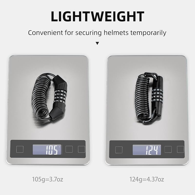 ROCKBROS Helmet Lock - Retractable 4-Digit Cable Lock for Bikes (Variation: Bend)