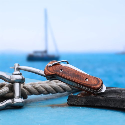 DULEES Marlin Spike Rigging Knife, Multipurpose Sailing Knife Sailor Knife Boat Knife Matching Belt Pocket Sheath, Marlinspike Knotting Tool for Boating Fishing Sailboats.