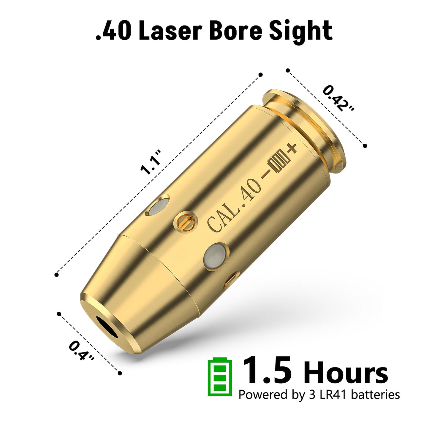 MidTen .40 Bore Sight Red Laser Bore Sighting .40 Red Laser Boresighter Zeroing Laser Bore with 2 Sets of Batteries