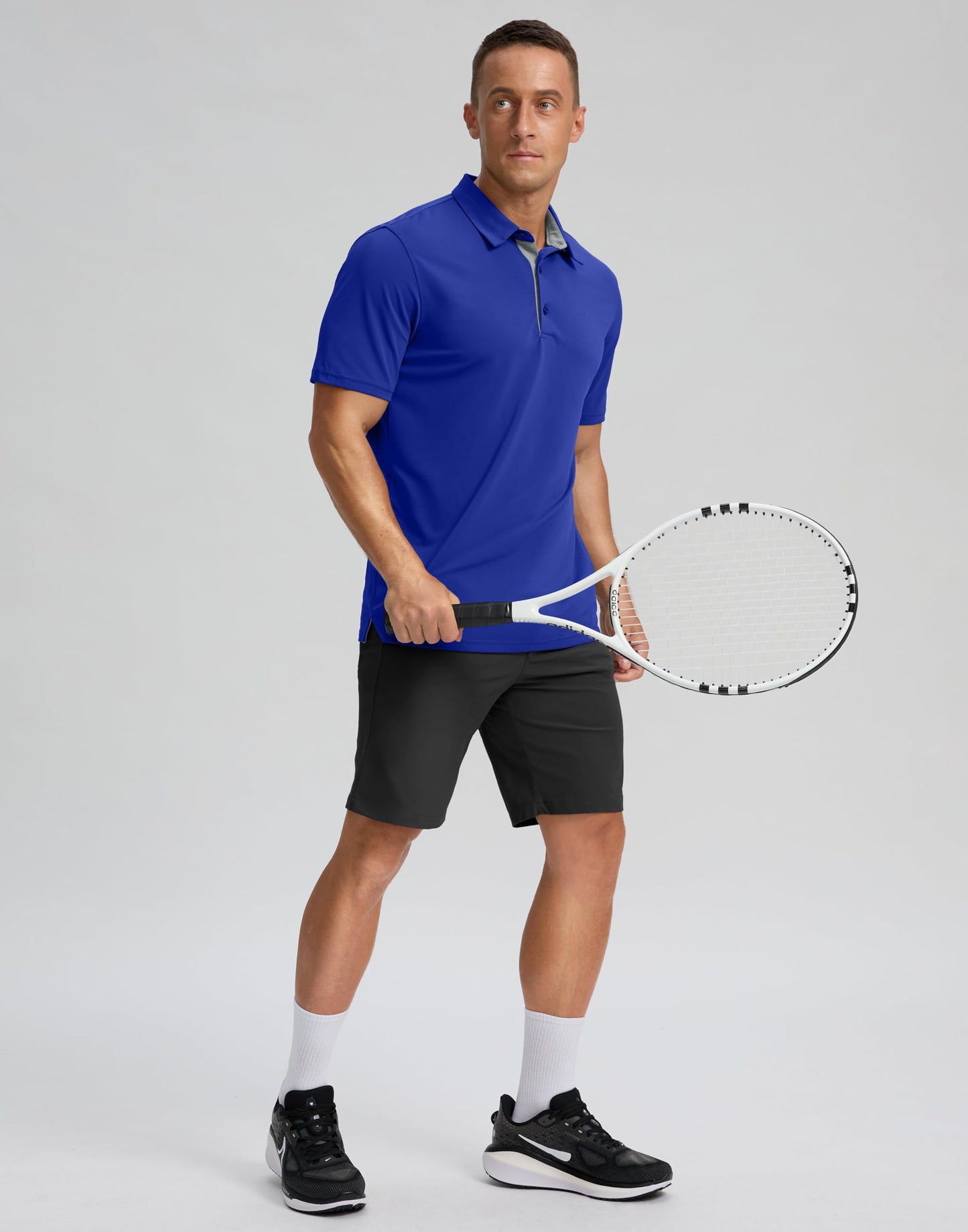 Men's Golf Polo Shirts Dry Fit Short Sleeve Shirt, Royal_Blue, M