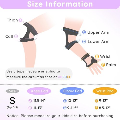 Bienbee Knee Pads for Kids, 7pcs Unicorn Kids Knee Pads and Elbow Pads Set Wrist Guards for Girls Boys Protective Gear Set with Bag for Roller Skating Inline Skates Skateboard Cycling Rainbow S