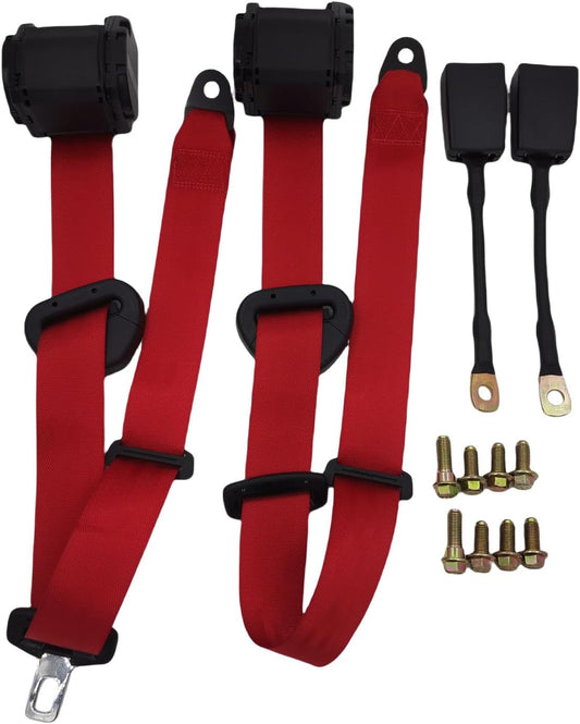 2PCS Universal Retractable Adjustable Golf Cart Belts for Go Kart UTV, Minivan, RV, Truck