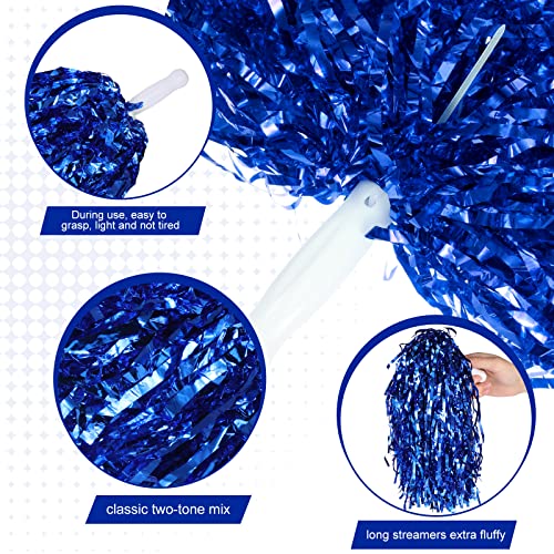 Cheerleading Pom Poms Set with Baton Handles - Gold and Blue, 60 Pieces