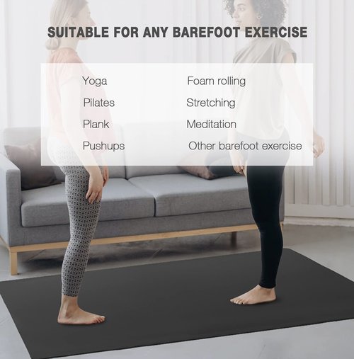 Large Yoga Mat for Men and Women - 6'x4'x6mm, Extra Wide TPE Fitness Mat for Home Gym Workout, Non-Slip, Perfect for Barefoot Exercise (Yoga, Pilates, Stretching, Meditation)