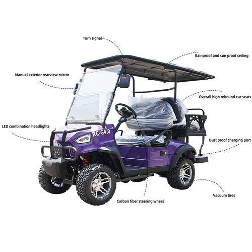 4 Passenger Electric Golf Cart with Battery, Intelligent Charging for 12 Hours Can Travel Up to 50 Miles, Spring Damping, Equipped with Reversing Image, Delivery, US Inventory
