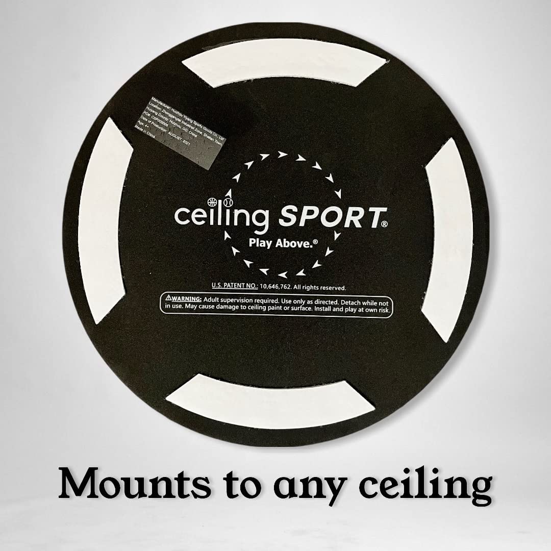 Ceiling Strike: Indoor Easy Catch Ceiling Baseball Kids Toy Game Training Equipment - Includes Soft Backboard/Net/Mitt and Two Mini Plush Baseballs (Gift Set)