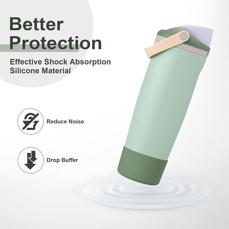 2 Pcs Silicone Boots for Owala FreeSip Sway 30oz/40oz - Anti-Slip Bottom Protectors (Dark Green)