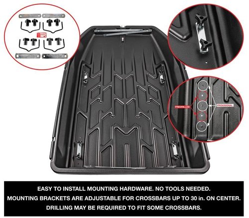 JEGS Rooftop Cargo Carrier for Car Storage - Large Roof Rack Style Carrier - Heavy Duty Weatherproof Storage - Made in USA - 18 Cubic Ft - 110 Lb Capacity - Aero Hard Shell