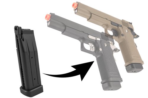 Lancer Tactical x Golden Eagle 30 Rounds Double Stack Hi-Capa 5.1 1911 Airsoft Green Gas Steel Pistol Magazine