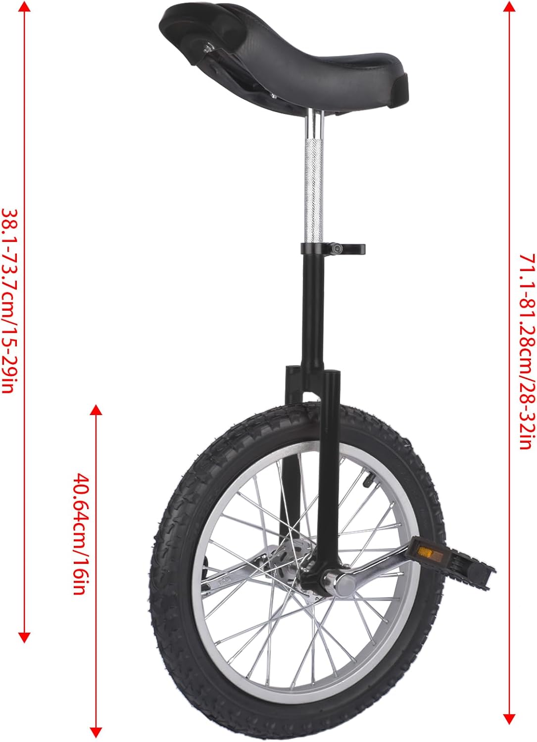 16 Inch Wheel Unicycle Balance Fitness Exercise Adult Kids Outdoor Sports Training Cycling Unicycle with Steel Rim,Mountain Tire Cycling Sports Exercise with Adjustable Seat(Silver)