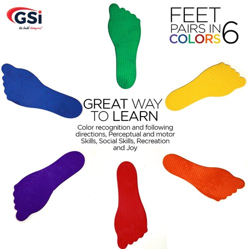 GSi Feet Spot Markers Set of 6 Pairs Non-Toxic Non-Slip in Assorted Colours for Kids Education and Learning