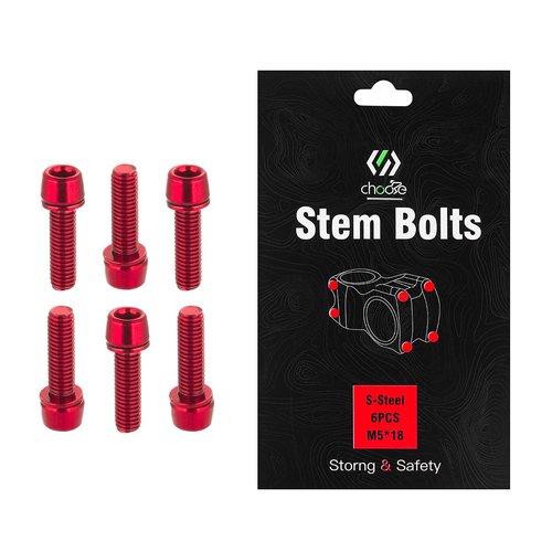 CNC Bike Stem Bolts，Stem Bolts for BMX/MTB/Road Bike with Washers,Red