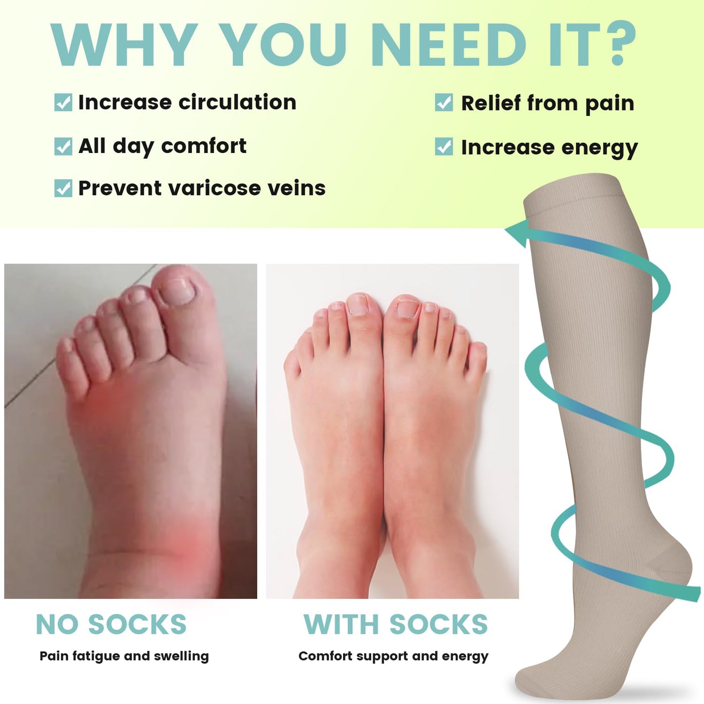 Copper Compression Socks 15-20 mmHg for Men & Women 8 Pairs – Circulation Support for Nurses, Travel, Running, Hiking, Soccer,Gift,Pregnant, Nurses(S/M)