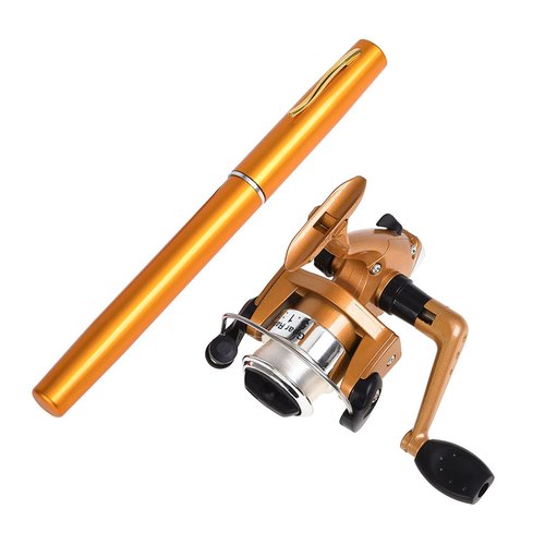 Pen Shaped Telescopic Fishing Rod with Fishing Reel Pocket Foldable Fishing Rod Reel Set Small Pen Fishing Rod Set
