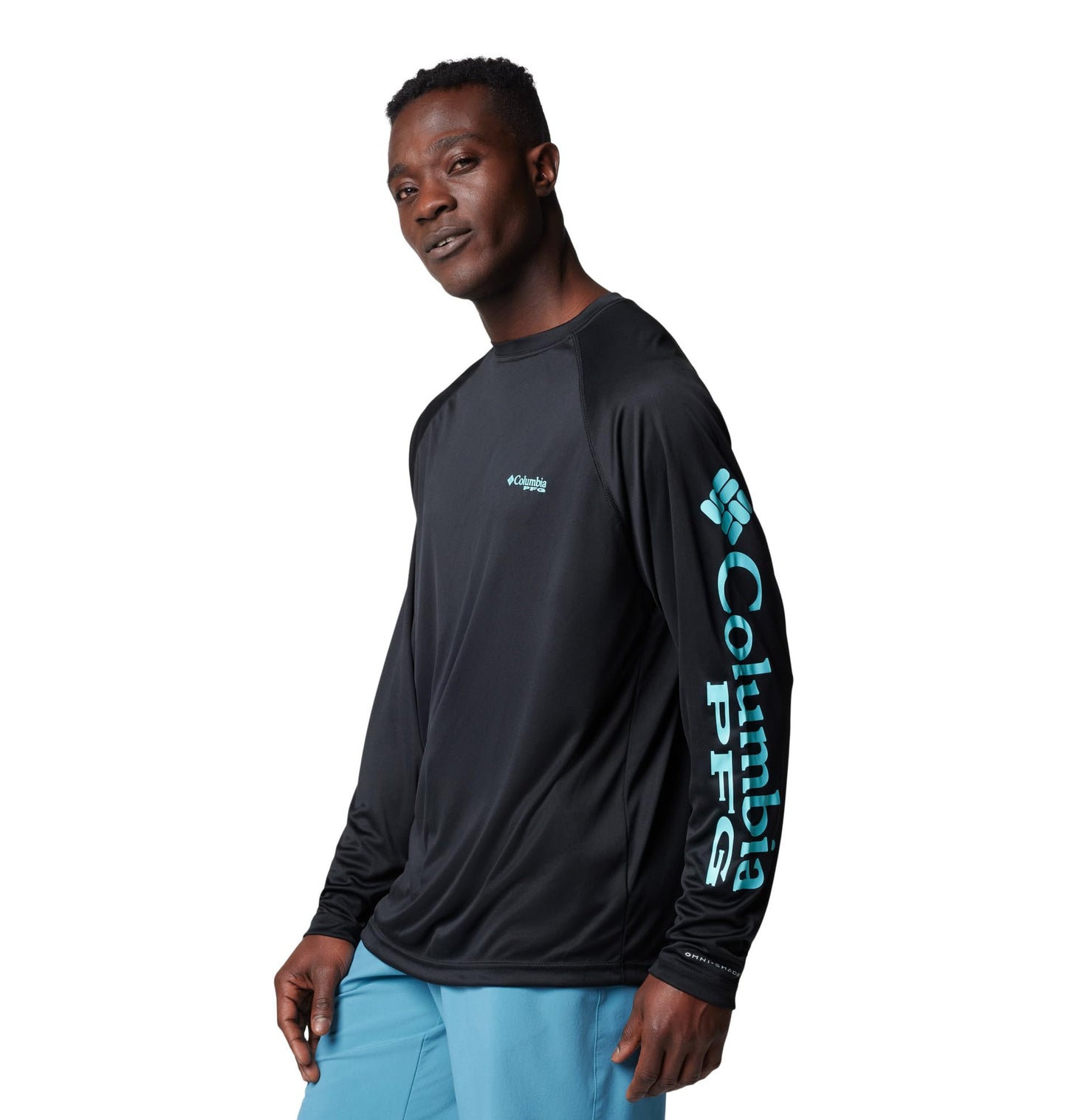Columbia Men's PFG Terminal Tackle Long Sleeve Fishing Shirt, Black/Gulf Stream Logo, 5X Tall