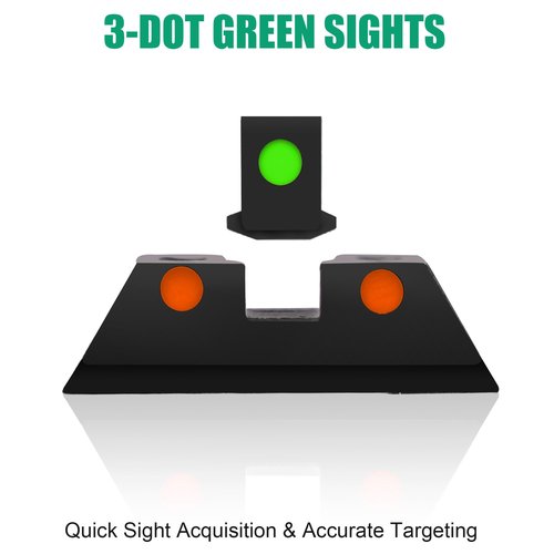 Fiber Optic Green Red Sights for Taurus G2,G2C,G2S,G3 w/o,TX22, PT111,PT140,709,740 TX22 No Tritium Sights Set (Red&Green)