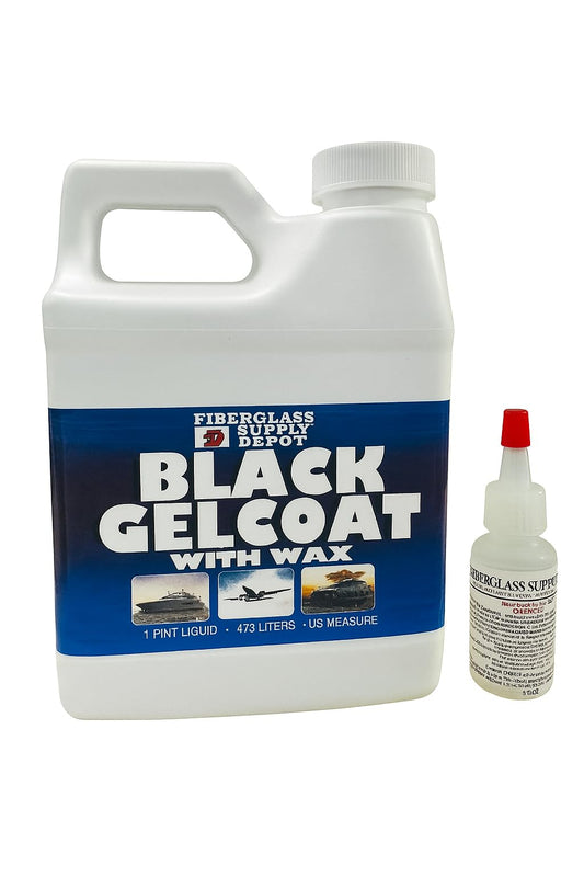 Fiberglass Supply Depot Black Gelcoat with Wax Pint with 15cc Hardener (MEKP)