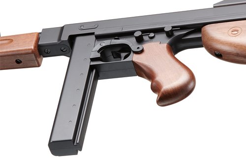 Airsoft Tommy Thompson Durable Submachine Gun WW2 Chicago Typewriter Full Auto SMG AEG with Extra Stick Magazines, Battery and Charger