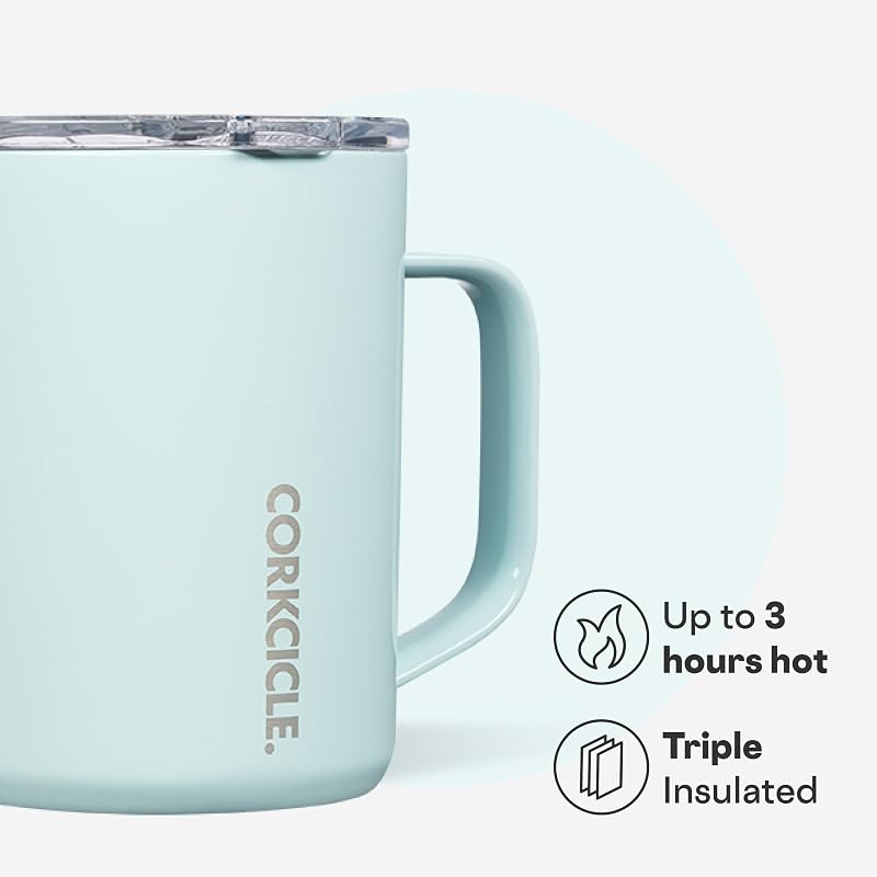 Corkcicle 16 oz Triple-Insulated Coffee Mug with Handle - Powder Blue