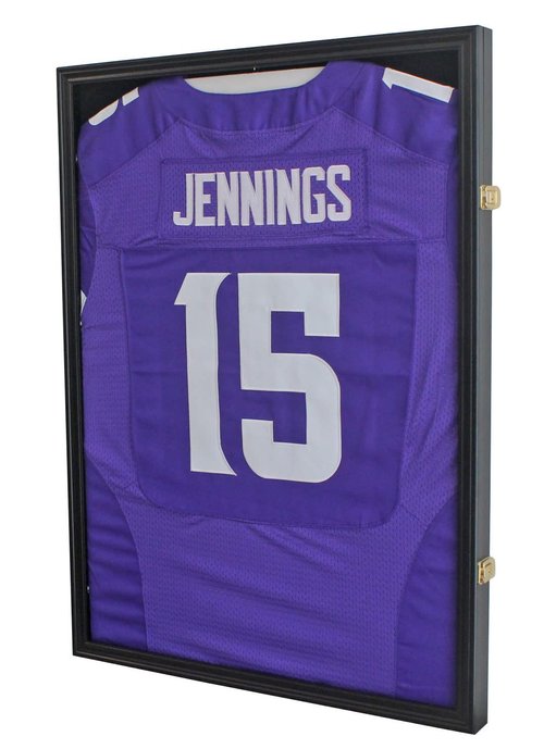 Jersey Display Case Frame Large Sport Shadow Box Pro 98% UV Protection for Baseball Basketball Football Soccer Hockey Memorabilia T-Shirt Uniform (Black Finish)