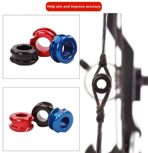 SPG Archery Peep Sight, 1/4" 3/16" Aluminum Peep Sight or Tubing peep Sight with Bowstring Splitter for Archery Compound Bow (Black -1/4'' and 3/16")