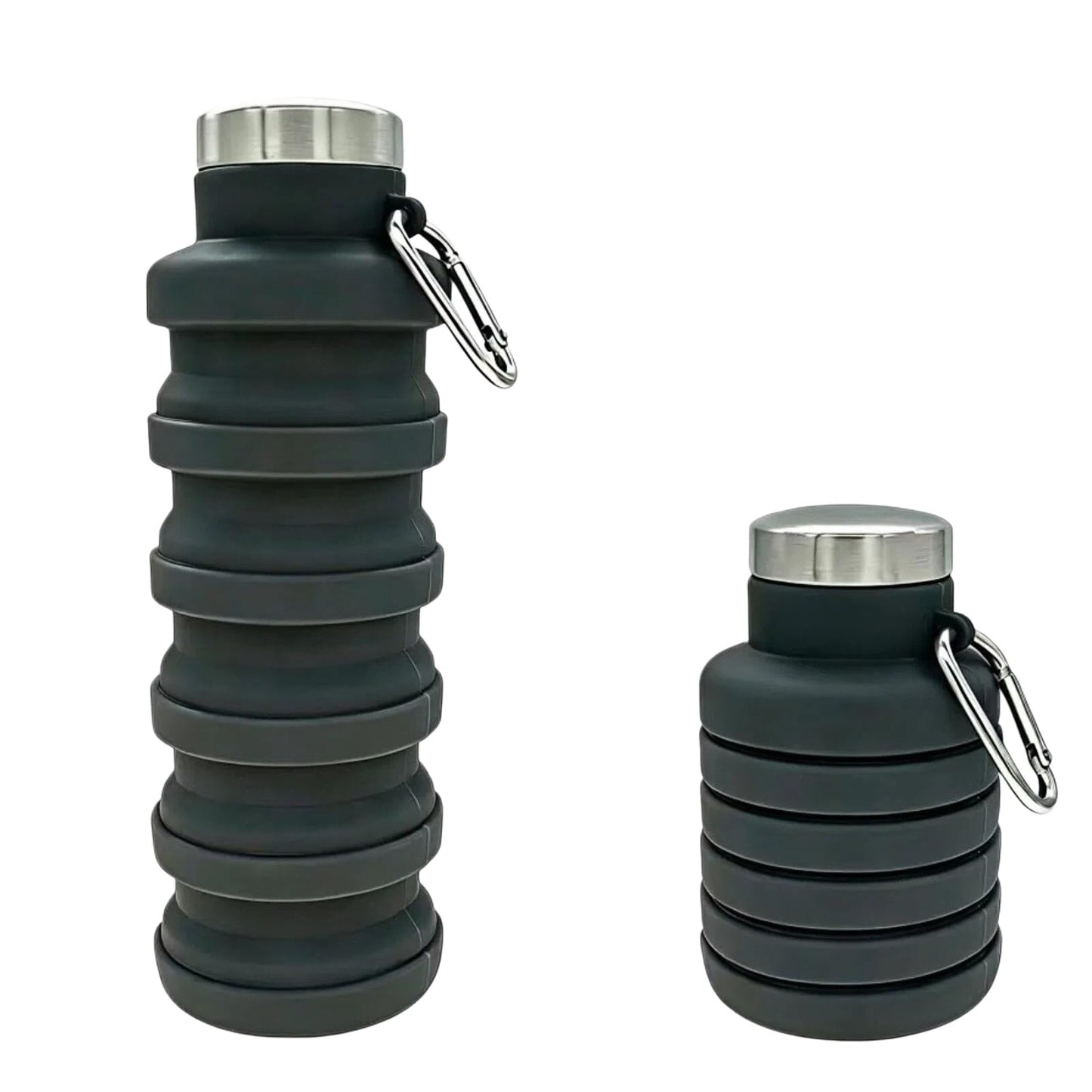 YCT Collapsible Water Bottle 17oz（500ml），Travel Portable Sport Water Bottle，Reusable Silicone Foldable Water Bottles for Gym Camping Hiking (Black)