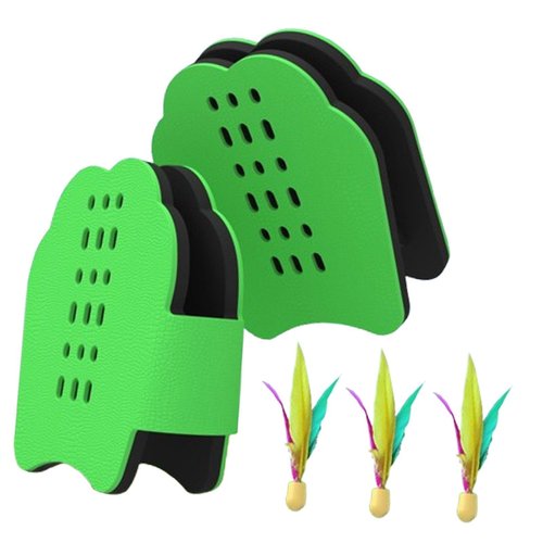 Kdjuope Badminton Hand Rackets Racquets Lightweight Breathable Practice Wearable Paddles Shuttlecock for Outdoor Game Holiday Lawn, Green