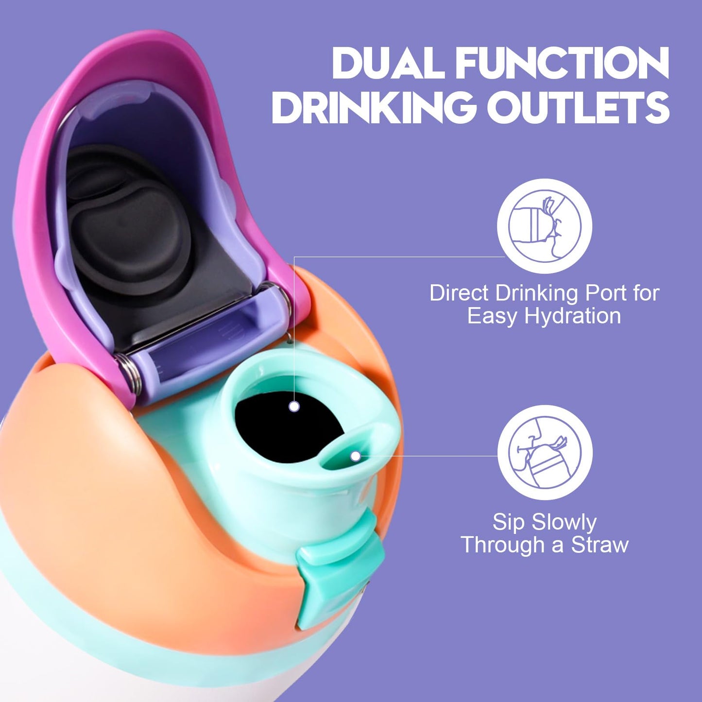 Branbox Replacement Lid for Owala, Compatible with Owala Cup 16oz 24oz 32oz 40oz, One Button Water Bottle Top Lid for Owala, Leakproof, BPA-Free, Orange-Purple (Orange-Purple)