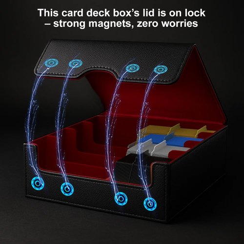 Trading Card Storage Box (3000+ Cards Capacity) – Magnetic MTG Deck Box, Waterproof PU Leather, Thickened Material – Includes 24 Dividers, 4 Card Stands, 6 Cleaning Cloths – Card Box for TCG & YuGiOh