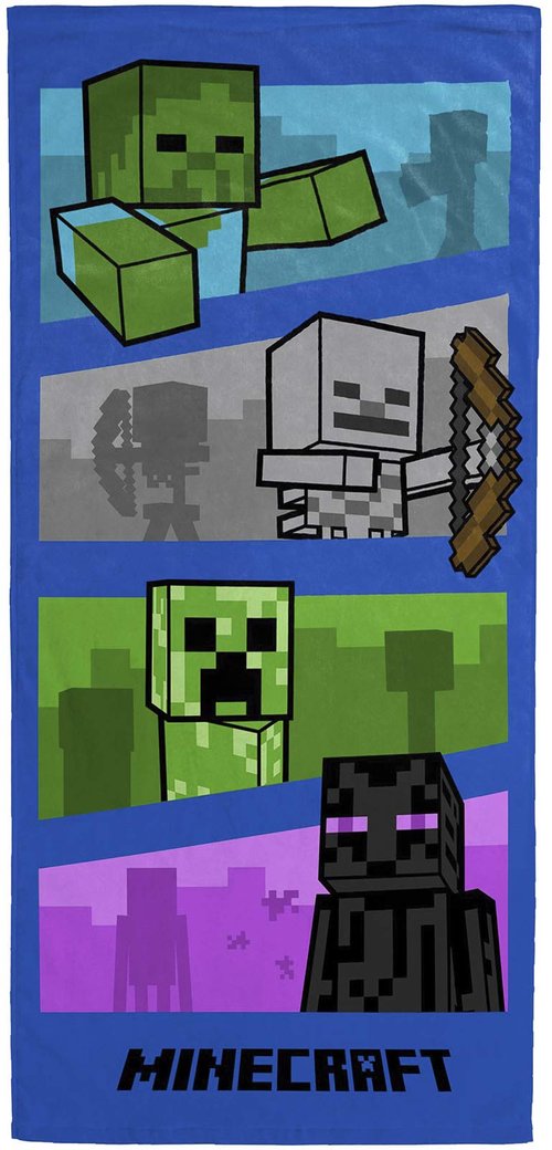 Jay Franco Minecraft Adventure is an Attitude Gamer Bath/Pool/Beach Towel - Super Soft & Absorbent Fade Resistant Cotton Towel, Measures 28 x 58 inches (Official Minecraft Product)