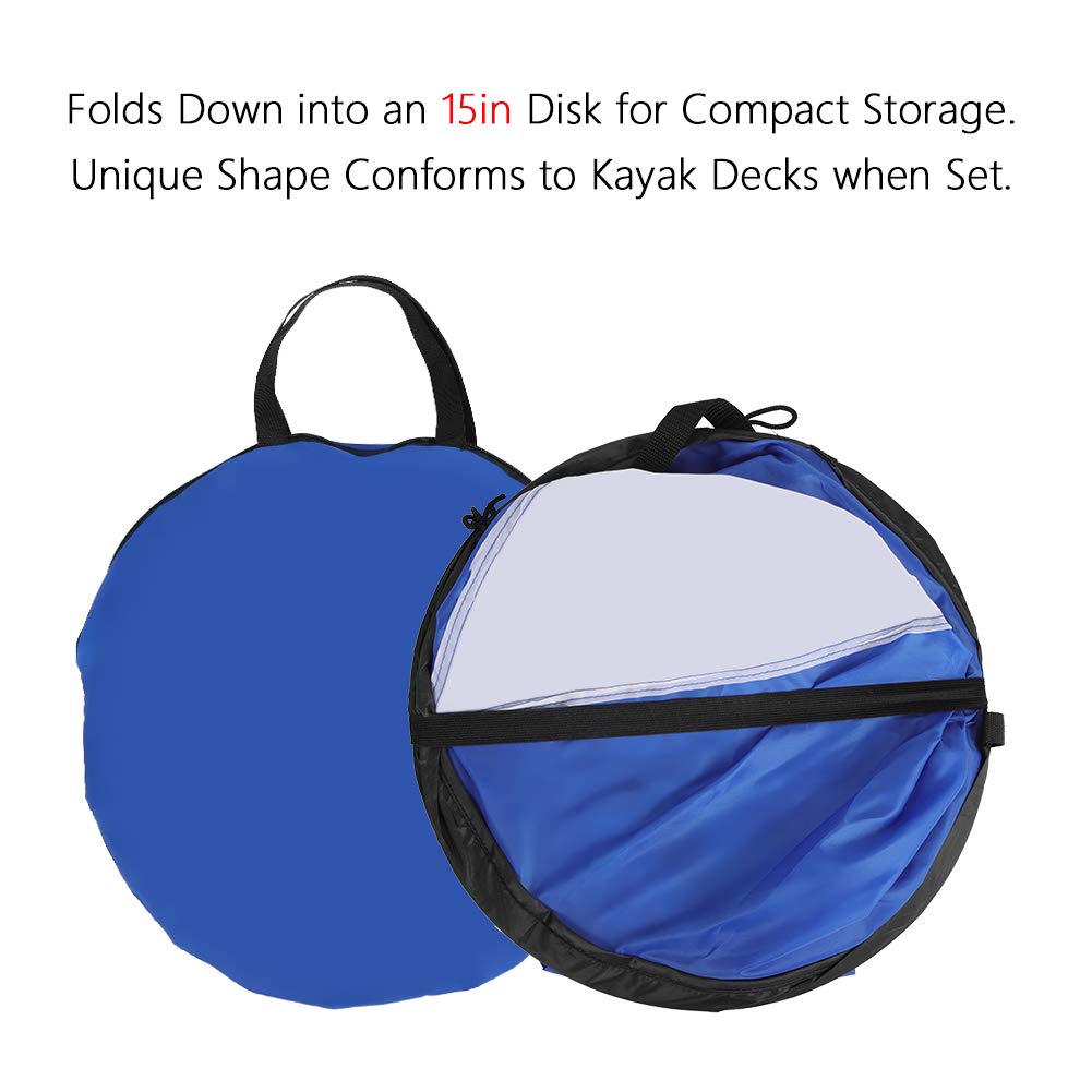 Kayak Sail Wind Sail 108cm Blue & White Canoe Sail Transparent Window UV, Easy Setup & Control