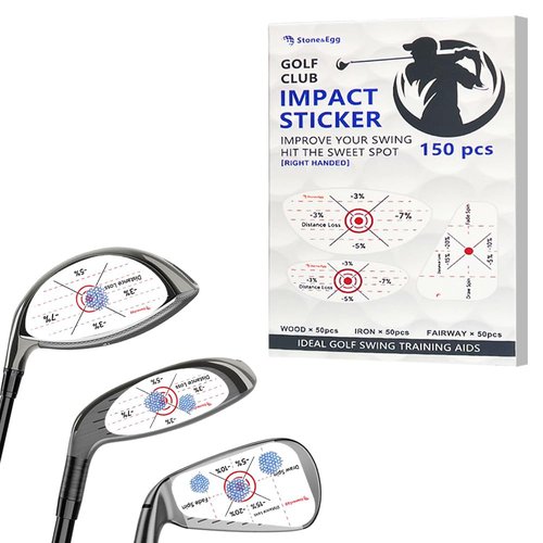 Golf Impact Tape, Self-Teaching Sweet Spot and Consistency Analysis, Golf Club Impact Stickers for Iron, Wood & Fairway Clubs, Non-Residue, Swing Training Aid Impact Labels