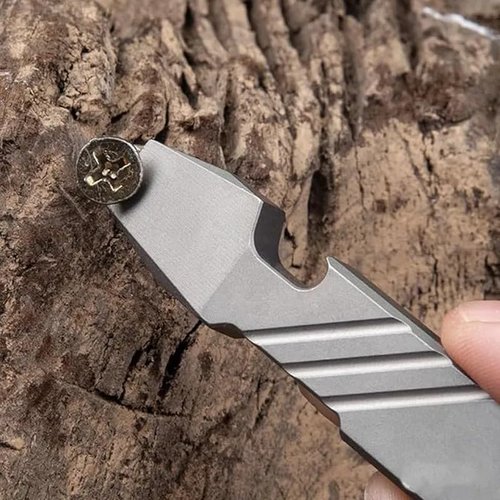Titanium EDC Pry Bar Tool – 4” Pocket Prybar with Bottle Opener, Flathead Screwdriver, Box Opener & Scraper – Compact Multi Tool for Everyday Carry