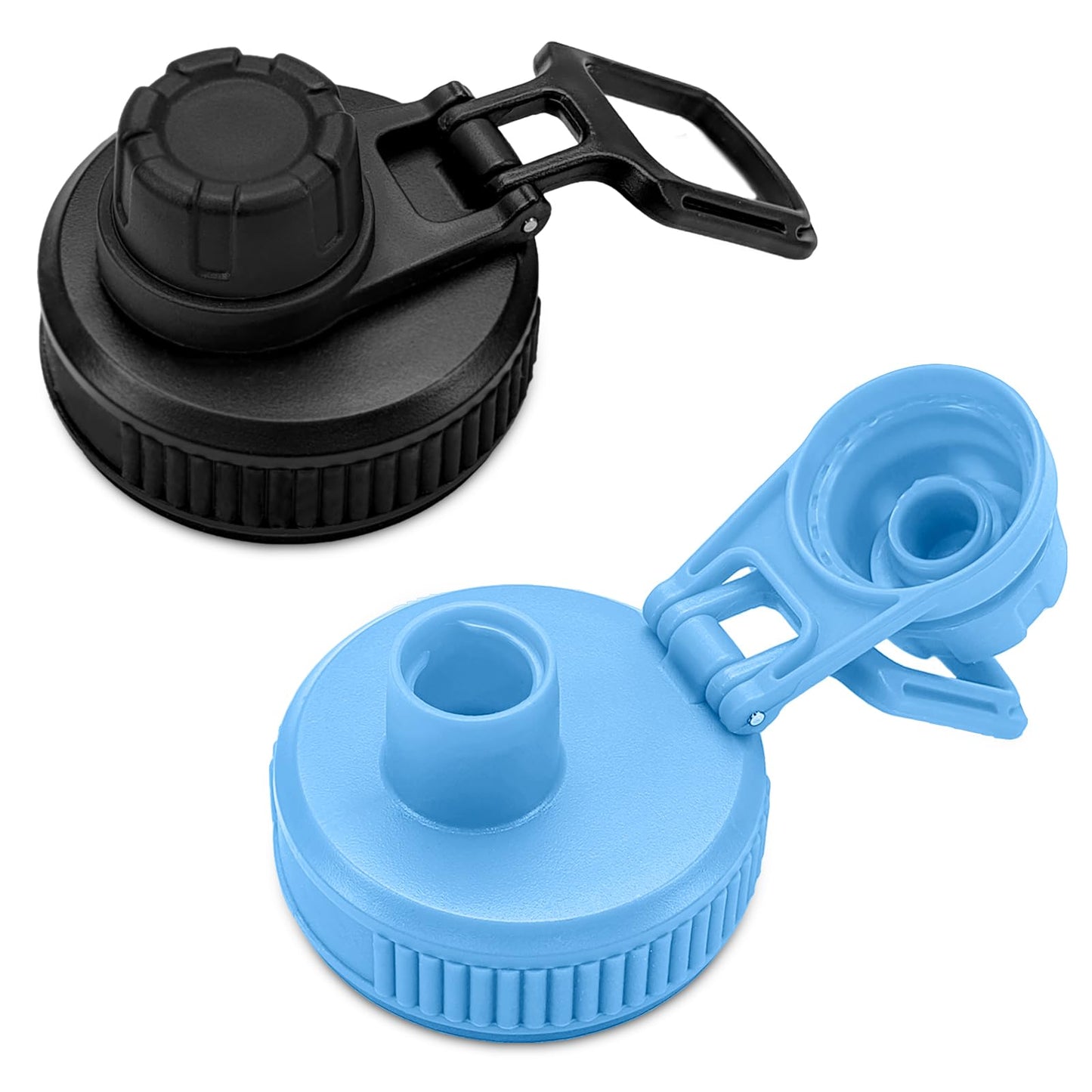 XccMe Spout Lid for Hydro Flask Wide Mouth Sport Water Bottles,2 Pack Replacement Lids for Most 12,14,16,18,20,22,32,40,64oz Wide Mouth Water Bottles with Handle Easy to Carry (Blcak+Sky Blue)