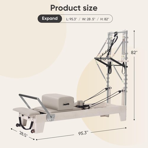 Luxury Pilates Reformer with Half Trapeze – Premium Maple Wood Frame, Adjustable Resistance & Multi-Angle Workouts for Core, Flexibility & Full-Body Home Training